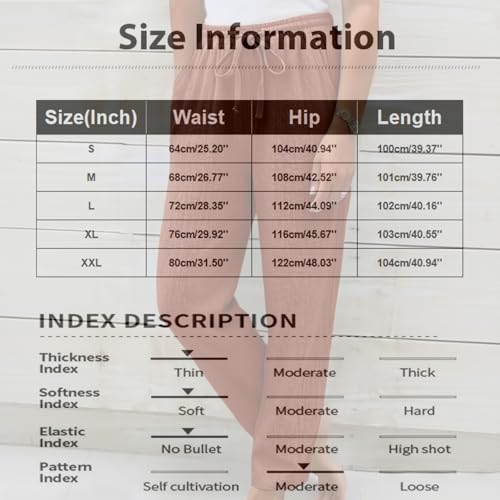 Pantalon lin femme été léger avec cordon de serrage ajusté