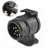 Smbxjer Adaptateur Remorque 13 vers 7,Adaptateur Prise Remorque 13 vers 7 Broches, Convertisseur Prise Attelage 12V Compact et Étanche pour Caravane, Porte Vélos, Camion et Camping Car(Noir)