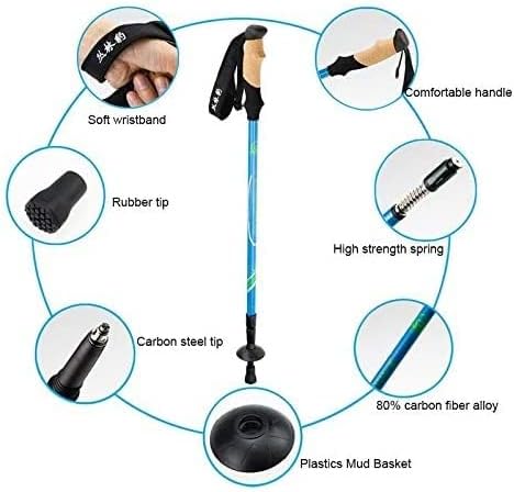 Anti Shock Walking Poles Light Carbon Trekking Poles Telescopic Hiking Climbing Walking Sticks Easy to Carry.