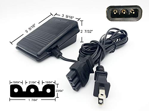 Brightlylit Foot Pedal And Power Cord For Singer Sewing Machine,D Shape Plug,Apply To Singer 2277 4411 4423 1012 1107 1120 1130 1408 1507 1748 2250 3207 4102 50T8 6239 7322 (359102-001) #TOP3