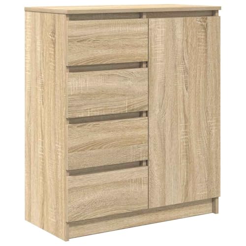 vidaXL sideboard with drawers/door - modern sonoma oak engineered wood storage cabinet - living room/dining/office furniture - 71x35x84 cm