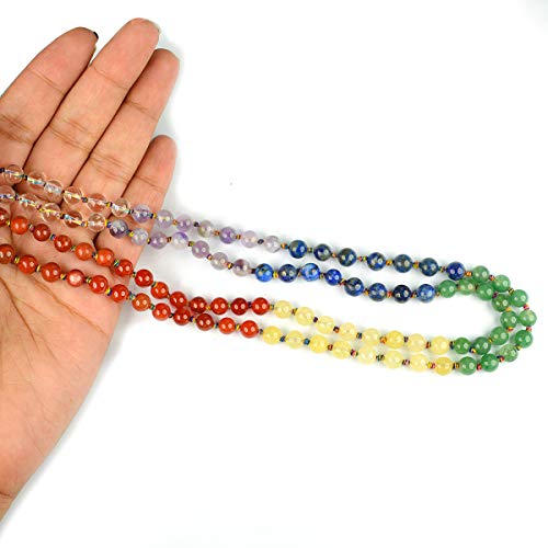 Image of Reiki Crystal Products Natural Reiki Feng-Shui Mala Necklace 6 mm Crystal Stone 108 Bead Jaap Mala for Men and Women
