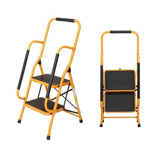 Winado 2 Step Ladder with Handrails, 330lbs Folding Step Stool, w/Non-Slip Side Armrests Large Pedal Area, Suitable for Home Office