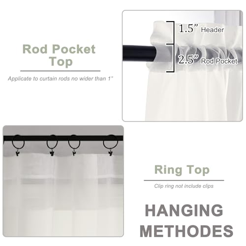 Image of OWENIE Extra Long Ivory Sheer Curtains 144 inch 2 Panels Set, Translucent Backdrop Window Scarf Drapes for Canopy Bed /Wedding /Living Room /Anniversary, 12FT Length, Each 59Wx144L in, 2PCS, Ivory