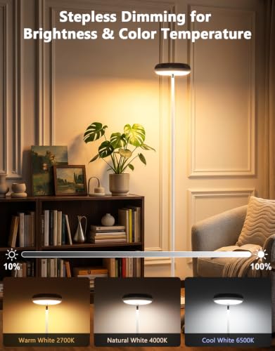 Image of Bairth Uplighter Floor Lamp for Living Room, Ripple and Star Projector