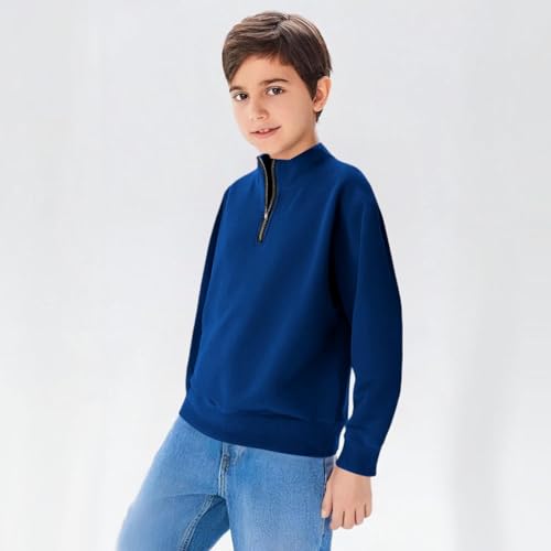 Boys Half Zipper Sweatshirts Cute Trendy Fall Pullover Tops for Youth Long Sleeve Sweater Workout School Sport Clothes Blue2