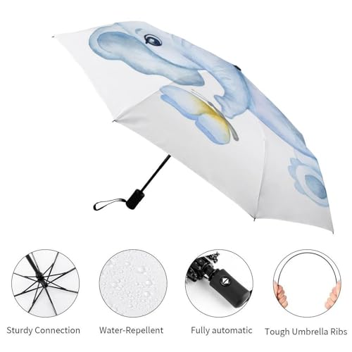 Parapluie automatique compact et robuste motif oiseau bucolique - 3