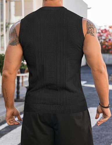 Babioboa Men's Knitted Tank Tops Casual Hollow Out Sleeveless T Shirts Beach Cut Off Summer Boho Tee3