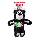 KONG Halloween Wild Knots Bear Dog Toy – Plush Squeaky Bear with Knotted Rope Skeleton for Chewing, Shaking & Snuggling – Assorted Colors, Minimal Stuffing, Spooky Fun (Medium/Large)