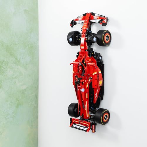 Image of Wall Mount Bracket Compatible with LEGO F1 Technic Ferrari SF-24 42207 | Vertical Wall Display Stand Holder for Model Car | Includes Screws and Wall Plugs