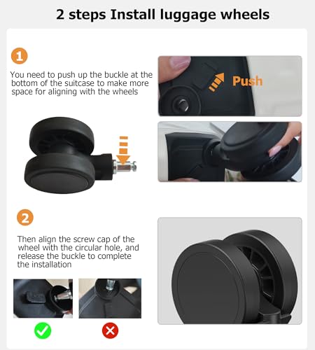 feilario 30in Luggage Wheel Replacement, Spinner Wheels Mute 360 Degree Rotation3