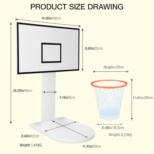 MORNING SUN Papierkorb,Basketballkorb Mülleimer mit Holz Backboard,Originell Basketball Deko für Basketball Fans,12L Papierkörbe für Kinderzimmer Schlafzimmer Büro