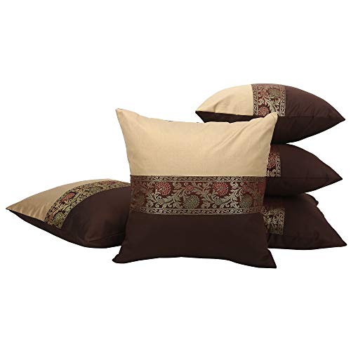 Image of Cushion Covers 18x18 Set of 2 Luxury Sofa Decor Silk Cushion Pillows Covers Brown Cushion Covers 45x45 cm Pack of 2