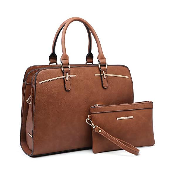 Dasein-Women-Satchel-Handbags-Shoulder-Purses-Totes-Top-Handle-Work-Bags-with-3-Compartments Dasein Women Satchel Handbags Shoulder Purses Totes Top Handle Work Bags with 3 Compartments (2-Brown)