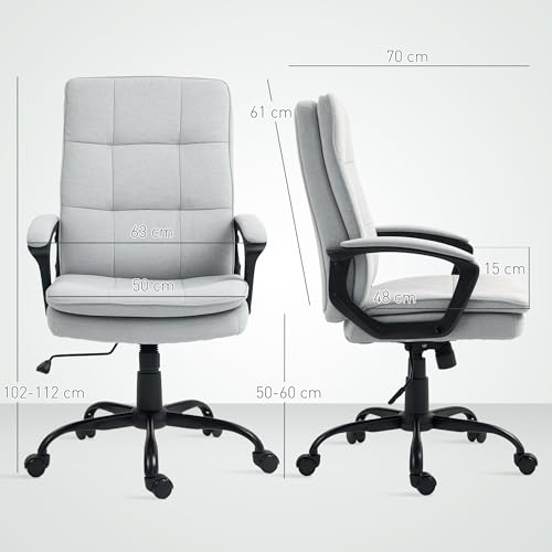 Sedia da Ufficio Ergonomica con Schienale Alto e Bracciolo, Poltrona da Ufficio Girevole con Altezza Regolabile e Funzione Dondolo, 63x70x102-112 cm, Grigio - Sedia gaming - Immagine 2