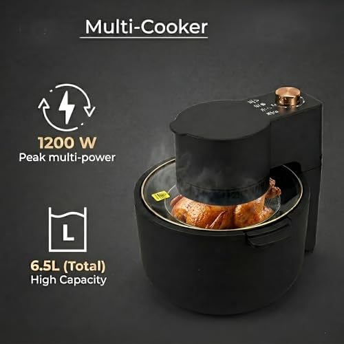 Image of Air Fryer 6.5L For Kitchen 1200W - Uses Up to 80% Less Fat, Healthy Oil-Free Cooking-360 Hot Air Circulation-Nonstick Basket, Quick & Easy Meals in Minutes -Ideal for Frying /Grilling /Roasting