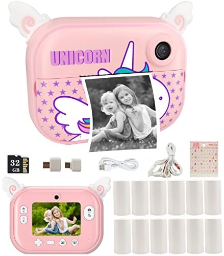 Instant Print Camera for Kids with 12 Rolls Refill Paper, Digital Camera for Girls Christmas...