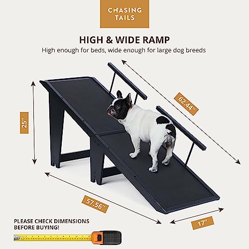 25In Dog Ramp for High Beds | Sturdy Ramp for Dogs to Get on Bed with High Rails and 200lbs Capacity - Non-Slip Surface and Adjustable Design, Perfect for Pets Rampa para Perros