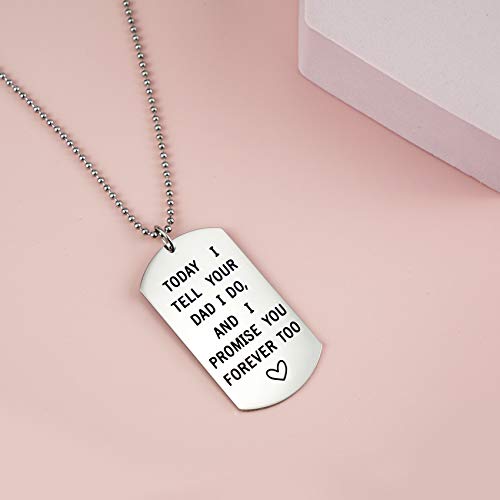 Melix Home Stepson Gifts Dog Tag Necklace Today I Tell Your Dad I Do I Promise You Forever Too Stepdaughter Gift from Stepmother4