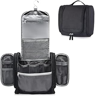 MULISOFT Toiletry Bag for Women and Men, Water-resistant Travel Makeup Bag with Hanging Hook, Compact Travel Toiletry Organizer Bag, Makeup Organizer Bag for Cosmetics, Dopp Kit Shaving Bag, Grey