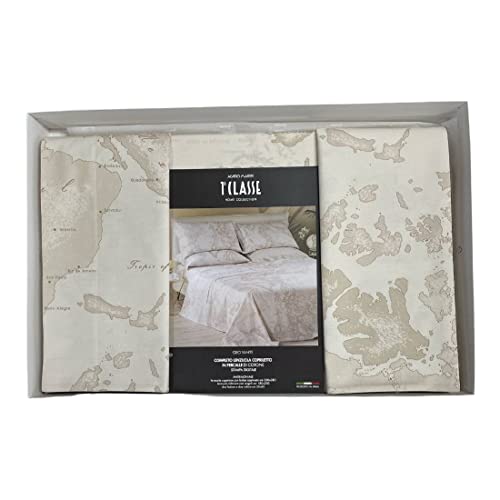 Completo Lenzuola Copriletto Geo White 1° Classe Alviero Martini Matrimoniale