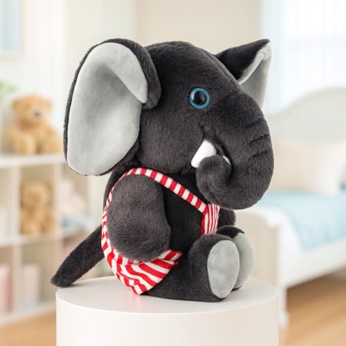 Image of Babique Dangri Elephant Stuffed Plush Animal | Teddy Bear Soft Toy |Ideal for Birthdays & Special Occasions Girls /Boys, Baby Kids -(Dark Coffee, 38Cm)