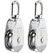 DasMarine 2 Pack Single Pulley Block in 304 Stainless Steel Crane Swivel Hook Single Pulley Roller Loading (M50)
