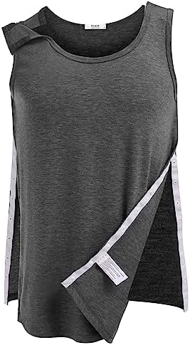 Deyeek Unisex Shoulder & Side Full Snap-Access Tank Tops Tearaway Post Shoulder Surgery Shirts Rotator Cuff Recovery Clothing