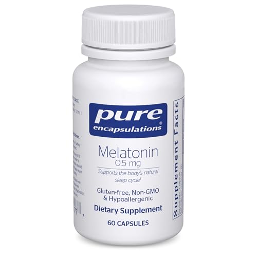 Pure Encapsulations Melatonin 0.5 mg - Natural Sleep Helper for Bedtime - Regulates Sleep-Wake Cycle* - 0.5 mg Melatonin - Vegan & Non-GMO - 60 Capsules