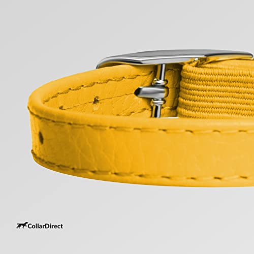 Collardirect Leather Cat Collar, Cat Safety Collar With Elastic Strap, Kitten Collar For Cat With Bell Black Blue Red Orange Lime Green (Neck Fit 6"-7", Yellow) #TOP3