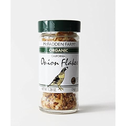 McFadden Farm Organic Onion Flakes, Grown and packed in the U.S.A., 1.28 oz. in glass jar Cover