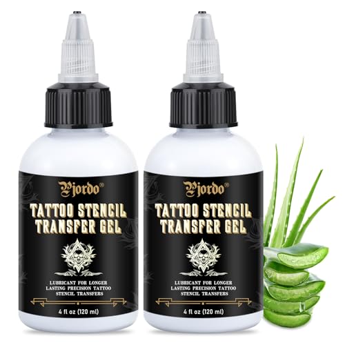 Pjordo 2PCS Tattoo Stencil Transfer Gel Solution, 8oz Tattoo Transfer Gel for Stickers Paper, Stencil Magic Cream for Tattoo Artists & Beginners, Temporary Supplies