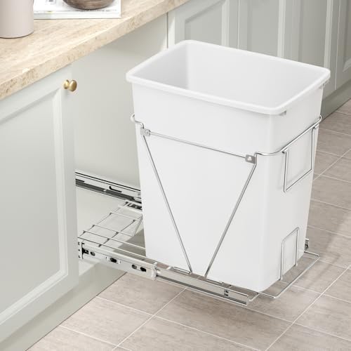 Image of 35 Quart Plastic Trash Can, 9-Gallons Slim Trash Can(4-Pack) | Under Cabinet Waste Bin, Slim Trash Can for Kitchen Bedroom Office Bathroom Under Sink,Easy to Clean (White)