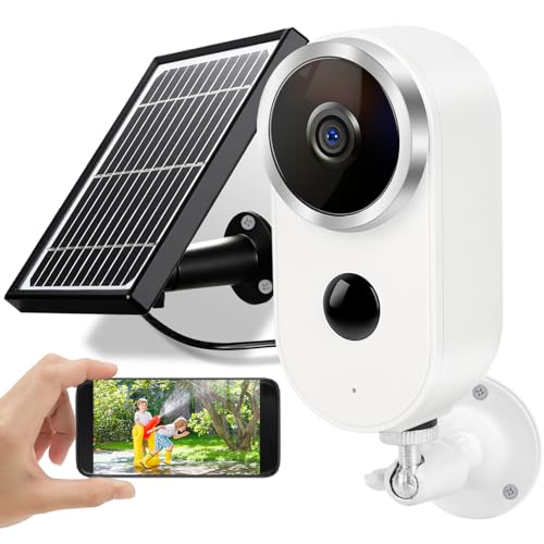 Solar security cameras wireless outdoor, Battery Powered WiFi IP Cameras for Home Security with Night Vision, PIR Motion Detection Alert, 2-way Talk, IP65 Waterproof Live View Dome Surveillance Camera