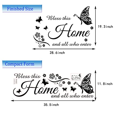 Wall Decor Sticker Wall Decals Inspirational Quotes Bless This Home And All Who Enter Family Wall Stickers For Living Room Entryway Bedroom Wall Decorations. #TOP5