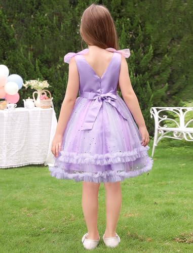 Image of IMEKIS Toddler Kids Girls Sparkle Sequins Tulle Party Dress, Wedding Formal Birthday Tea Party Dresses 2-8T