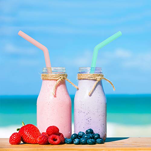 Senneny Set Of 6 Silicone Drinking Straws For 30Oz And 20Oz - Reusable Silicone Straws Bpa Free Extra Long With Cleaning Brushes- 6 Bent- 8Mm Diameter #TOP5