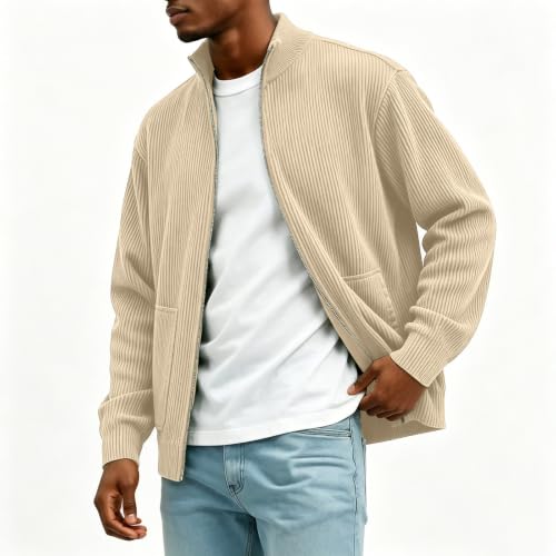 Aswuknt Men's Corduroy Jacket Full Zip Up Spring Fall Jackets with Pockets - image 2
