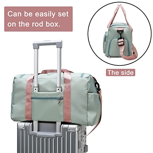 Image of Small Gym Bag for Women, Travel Duffle With Shoe Compartment, 13#Pink Green, Weekender Carry On & Toiletry Bag