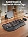 Ergonomic Wireless Keyboard and Mouse Combo, 2.4G Full Size Wave Key Board with Cushioned Palm Rest, Natural Typing, 3 DPI Adjustable Mouse, USB-A & C for Computer/Laptop/Mac/Tablet - Sablute MA31