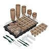 Relaxdays Kweekset 131-delig, voor planten, kweekbak met kweekpotjes, prikgereedschap en plantenborden, zwart