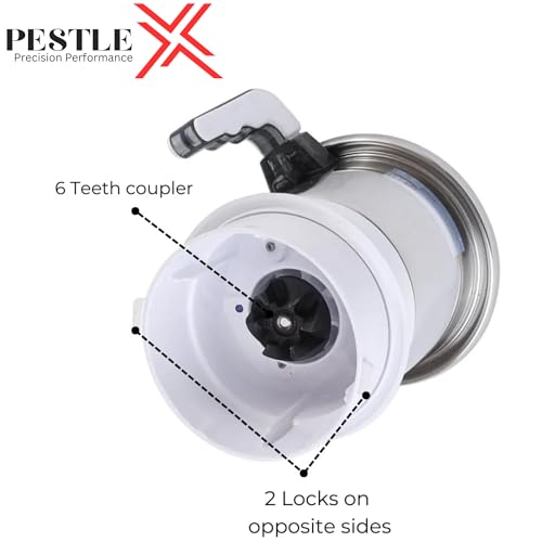 500ml Stainless Steel Chutney Jar with Lid Lock | Compatible with Sujata 900W Mixer Grinder Models | White.