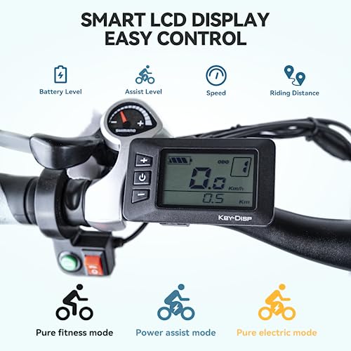 Foto von MYATU E-Bike 27.5 Zoll E-Mountainbike Abnehmbarer 36V 12.5Ah Akku 250W Motor Elektrofahrräder LCD Display Doppelscheibenbremse Shimano 21-Gang Ausdauer 40-70km E Bike Herren Damen