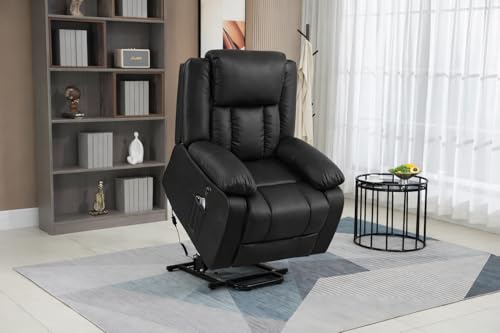 DUPI Sillón Relax Eléctrico California | Elevable y Reclinable con Motor | Fácil Montaje en 2 Minutos | Sistema Antivuelco | Polipiel | Negro