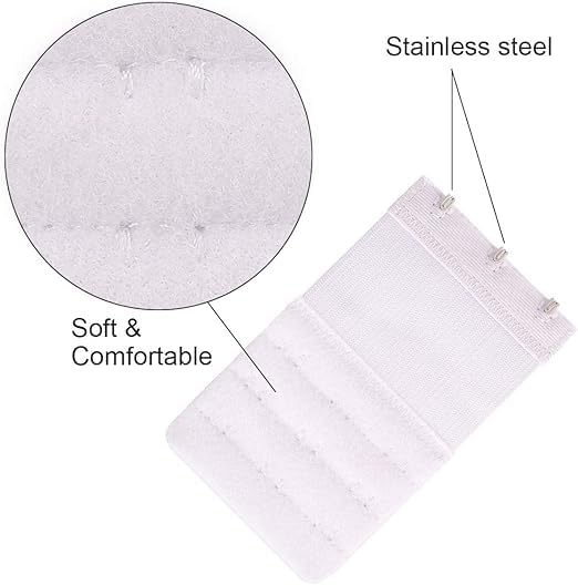 Image of 3 Pieces Bra Extenders for Women - 3 Hook Bra Extenders For Women, Comfortable Stretchy Bra Extension Straps | Adjustable Bra Back Band Extender for Tight Bras | Black, White & Nude