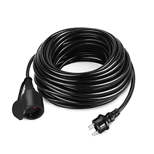 XMTECH Verlängerungskabel Außen mit Schutzkappe 20M Kabelverlängerungen Verlängerung Stromkabel Steckdosenverlängerung Stromverlängerungskabel Eurostecker Extension Cords für Innen & Außen IP44
