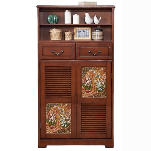 TT-YEC Multifunctional Solid Wood Heating Cover, Retro Style Heating Cabinet Storage Rack, Ventilated Safety Radiator Cover with 3 Layers Storage, Living Room Furniture Decoration