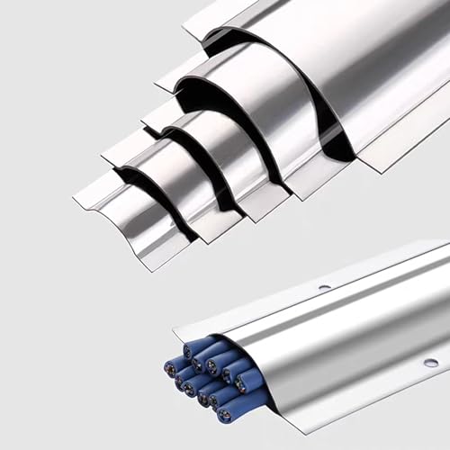 Rytgdxss Goulotte de câble en Acier Inoxydable,Petit Canal de Câble, Goulotte Câble Demi-Rond Acier Inoxydable 105– Résistante aux Intempéries pour Usage...