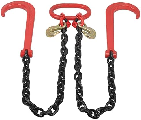 Berliii G70 Transport Tow Chain With J Hooks - 2 Pack, 5/16" X 10', 3700 Lbs WLL, Yellow Zinc