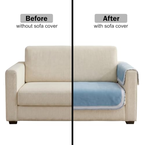 Image of Story@Home Velvet Sofa Cover 2 Seater (76x122Cm) with Arm Rest Covers | Anti Slip Sofa Mat 2 Seater for Living Room | Measure Your Sofa & Create Your Own Customized Set - Ombre Shades of Blue